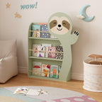 Kids Table and Chair Set with 2 Cute Sloth Chairs, Wooden Toddler Activity Table, Cute Animal Design Play & Study Set for Playroom (Sage Green)