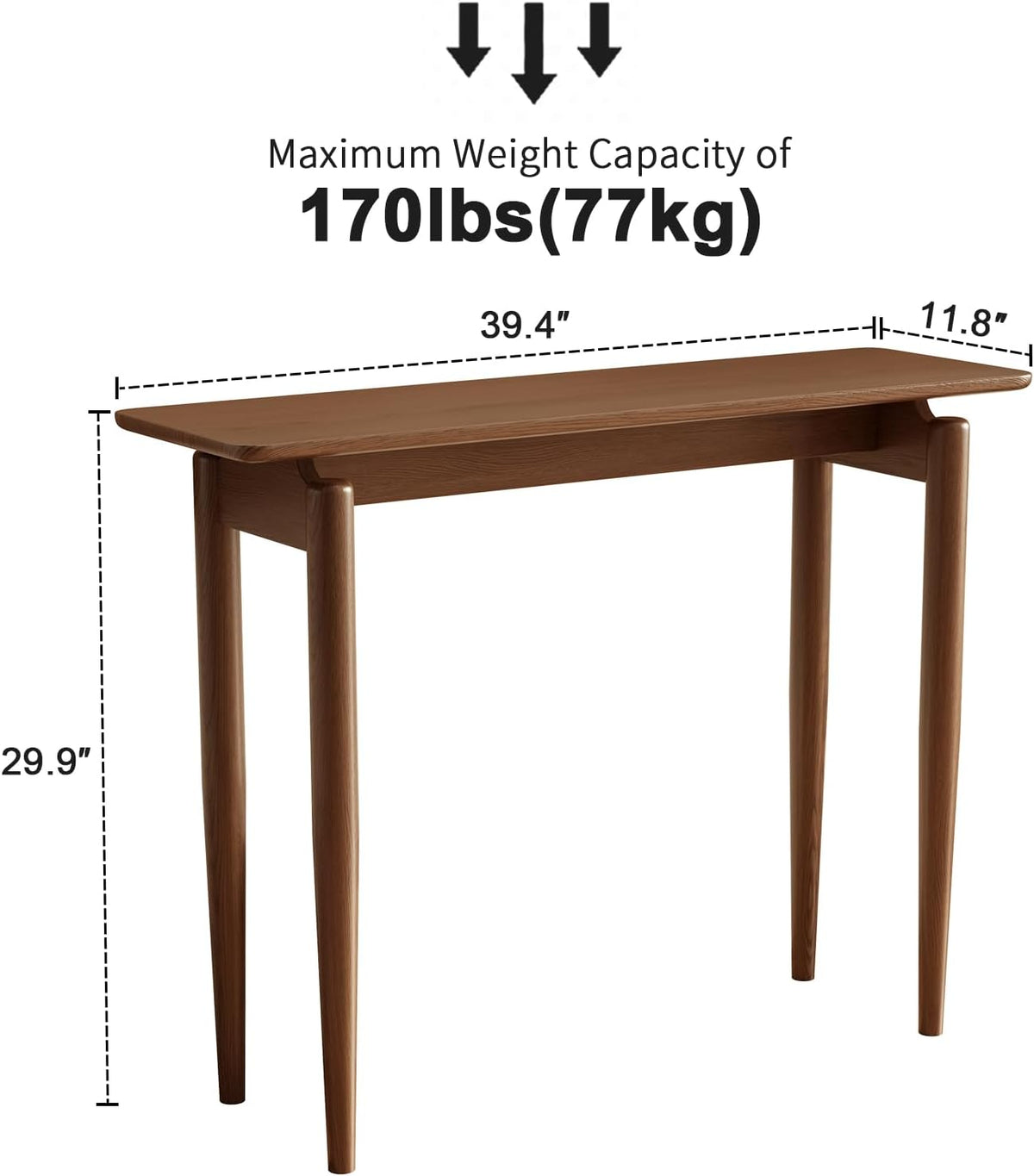 AQIMUELE Wood Console Table Walnut Entryway Table, Thin Console Table, Sofa Tables for Living Room (39.4'')