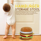 Small Storage Ottoman Hamburger Shaped Seat Cushion for Bedroom Entryway,Upholstered Foot Rest Stool Entrance Shoe Changing Stool,Home Decor