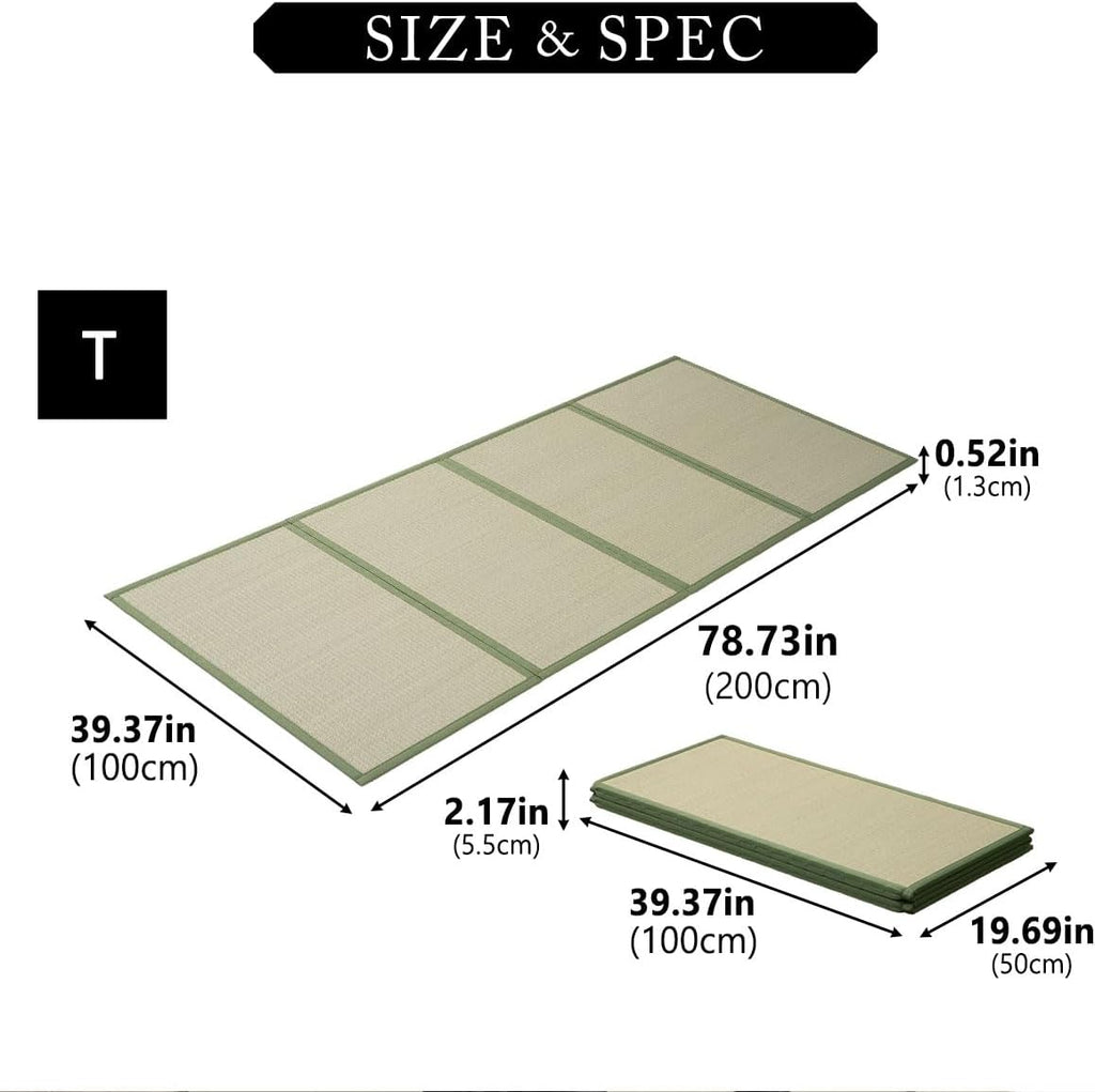EMOOR Japanese Tatami Mat Twin Natural Rush Grass (Undyed), Foldable Igusa Mattress Floor Sleeping Japanese Futon Mattress Meditation Yoga Zen