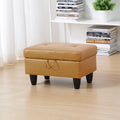 Leather Storage Ottoman Bench,28.5" Large Square Ottoman with Storage, Foot Rest Footstool Bench Coffee Table with Thick Cushion for Home Decor/Entryway/Living Room/Bedroom/Rv Car/Loft,Ginger