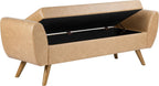 HomePop 60" Modern Storage Bench with Wood Legs - Sand Faux Leather