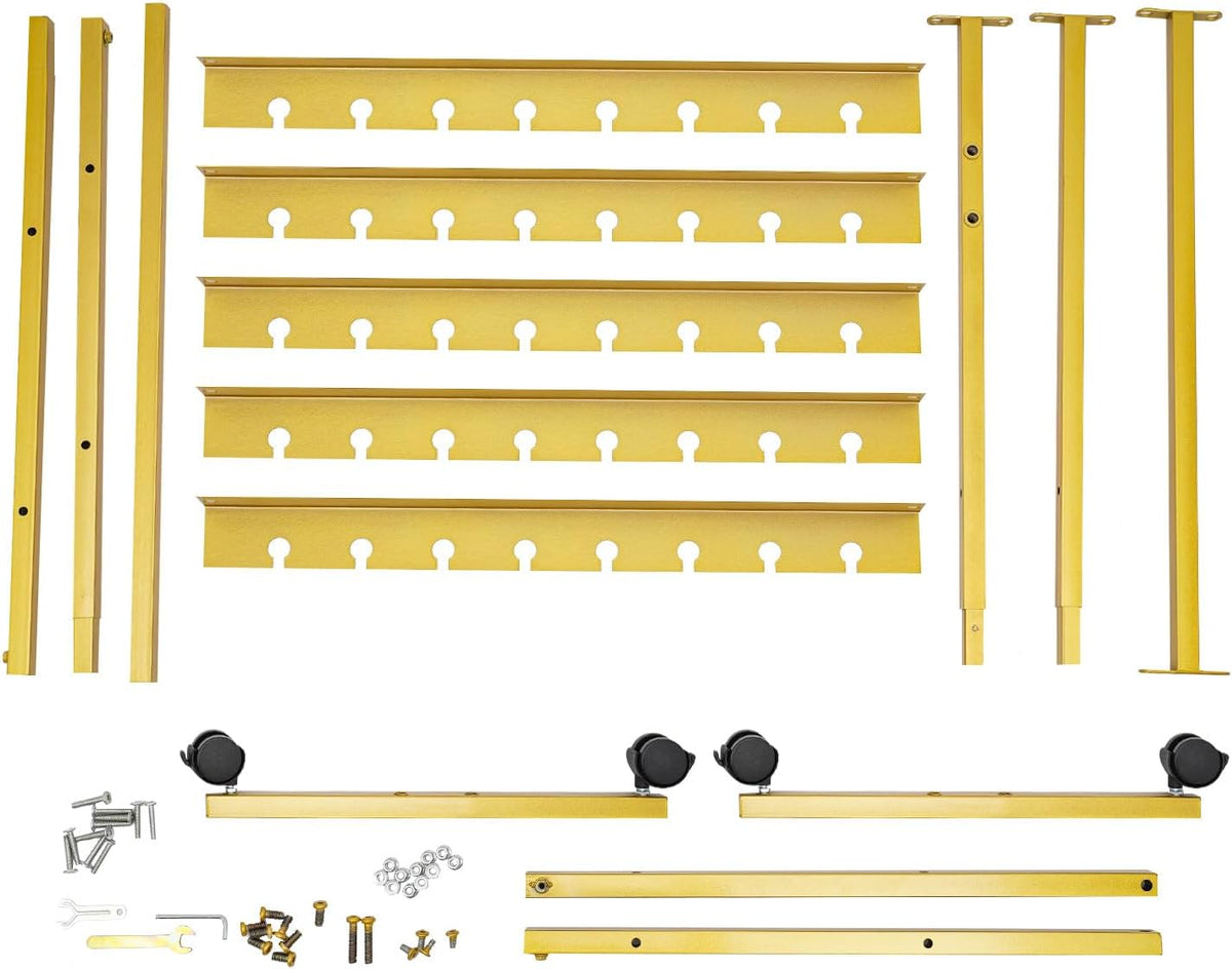 Champagne Wall Holder for Party, 5 Layer Movable Champagne Flute Holder Display Hold 40 Glasses, Metal Champagne Wall Stand, Drink Wall for Wedding, Bar Decor (Gold)