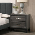 Two-Tone Nightstand with 2 Drawers, Foil Grey and Black,for Small Spaces