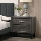 Two-Tone Nightstand with 2 Drawers, Foil Grey and Black,for Small Spaces