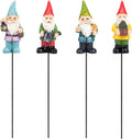 Gnomes Garden Stakes 1.4 Inch Plant Decorations for Pots Indoor Outdoor 4 Pack Miniature Gnomes Decorations for Yard Mini Gnome
