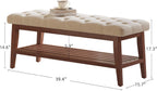 LEILISI Entryway Bench with Storage, Linen Upholstered Bench(Beige, 39.4'')