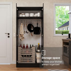 Madesa Kitchen Pantry Storage Cabinet with 2 Doors, Ample Shelf and Hanging Space 31 Inch Utility Armoire Organization Unit - Black
