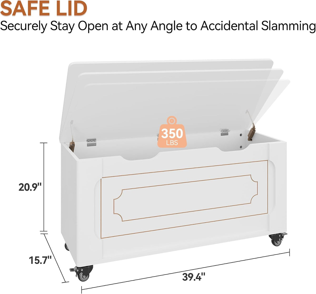 IDEALHOUSE Storage Chest, 39.4" Storage Bench Wooden Storage Trunk, White | Supports 350 lbs ＆ Safety Hinges, Lift-Top Entryway Bench, Shoe Bench for Entryway, Bedroom, Living Room, Modern Style