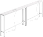 SUPERJARE 78.8 inch Narrow Behind Couch Table with 2 Charging Stations | 2 AC Outlets with USB-C Ports, Extra Storage Behind Sofa, Long Sofa Table Console Table for Entryway Living room, White