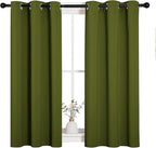 NICETOWN Christmas Bedroom Curtain Panels Blackout Draperies, Holiday Christmas Decor Thermal Insulated Solid Grommet Blackout Curtains/Drapes (One Pair, 34 by 45-inch, Olive Green)