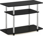 Furinno Turn-N-Tube TV Stand, 3-Tier Toolless Assembly Entertainment Center with Open Shelves, TV Console for TV up to 32 Inch, for Living Room, Bedroom, Americano/Stainless Steel