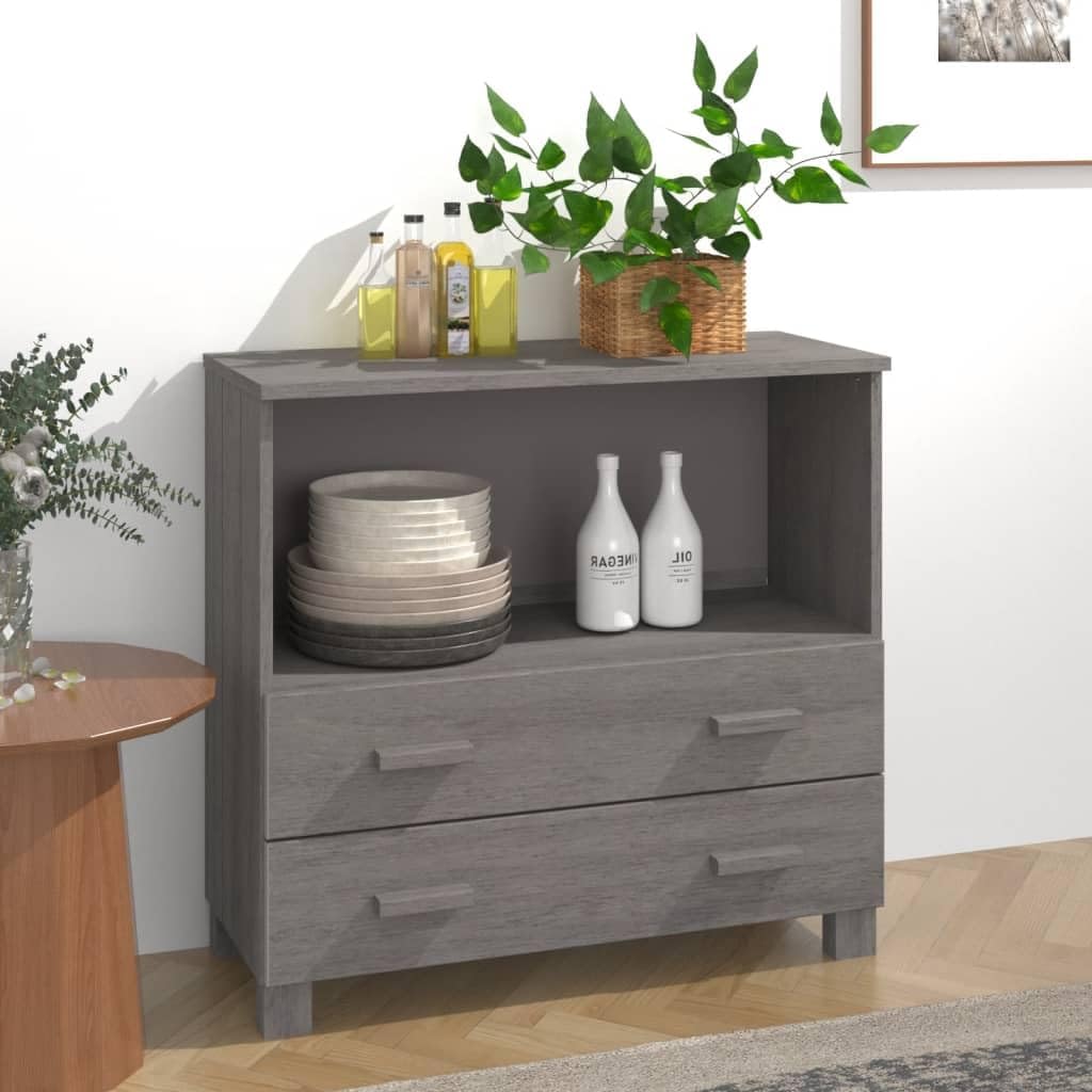 Light Grey Sideboard with Solid Pine Wood and MDF Construction, Modern Storage Cabinet for Living Room or Dining Room, Durable Furniture with Smooth Finish and Versatile