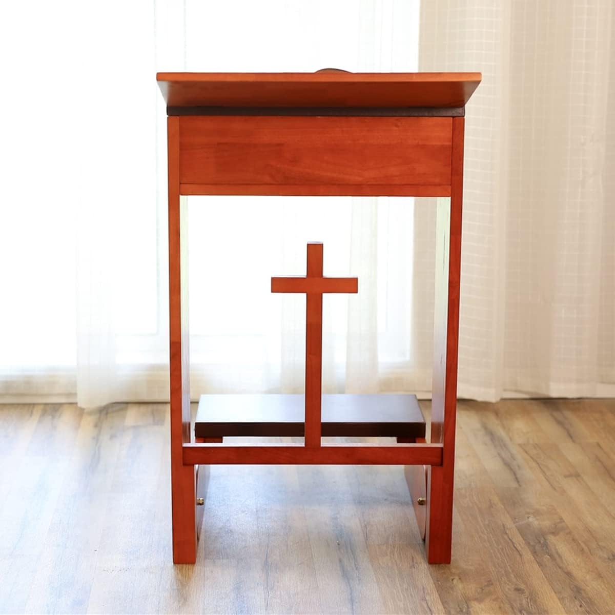Prayer Bench Stool Table, Wooden Church Prayer Chair Padded Kneeler Shelf Folding Chair for Kneeling at Home