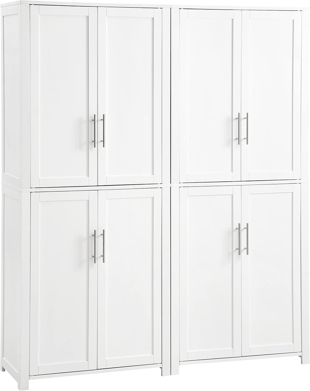 Crosley Furniture Savannah 2-Piece Pantry Storage Cabinet Set with Shelves, Kitchen, Dining, or Laundry Room, White