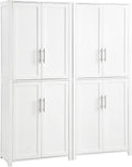 Crosley Furniture Savannah 2-Piece Pantry Storage Cabinet Set with Shelves, Kitchen, Dining, or Laundry Room, White