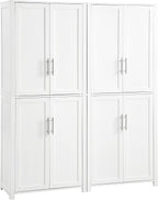 Crosley Furniture Savannah 2-Piece Pantry Storage Cabinet Set with Shelves, Kitchen, Dining, or Laundry Room, White