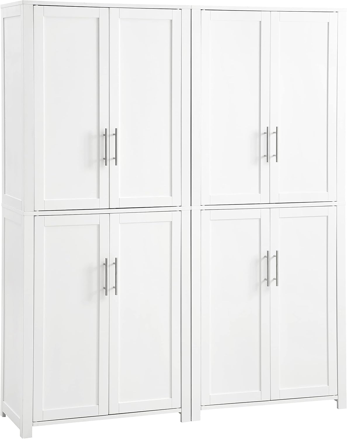 Crosley Furniture Savannah 2-Piece Pantry Storage Cabinet Set with Shelves, Kitchen, Dining, or Laundry Room, White