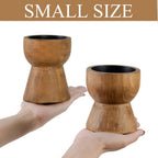 NIKKY HOME Farmhouse Wooden Pillar Candle Holders Set of 2, Mantel Decor | Rustic Brown Solid Wood Candle Pedestal, Decorative Short Base Stand, Adds Natural Charm to Fireplace Table Centerpiece