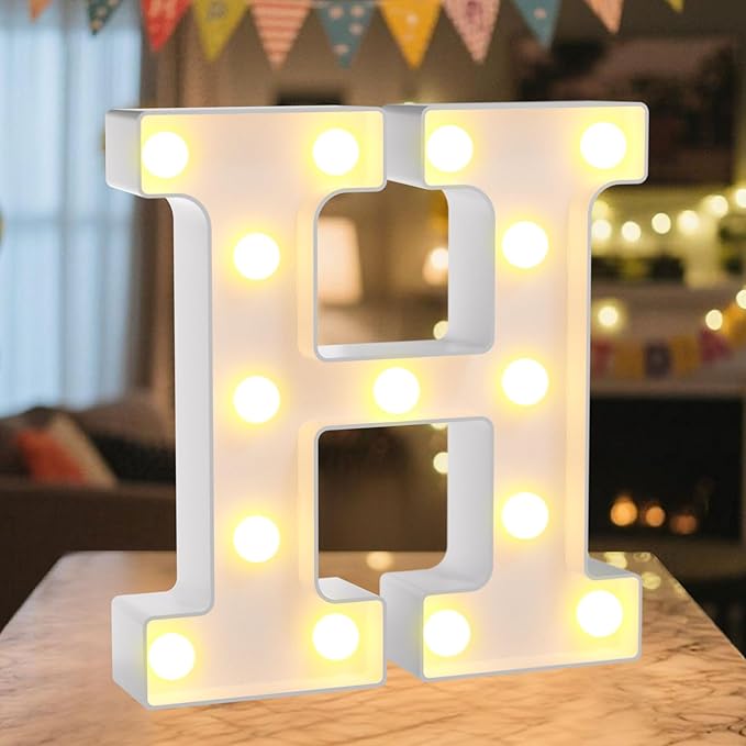 LED Marquee Light Up Letters Sign - Lighted Letters Alphabet for Birthday, Graduation, Bar Wall & Table Party Decor, Wedding Anniversary and Christmas Decorations, Letter H