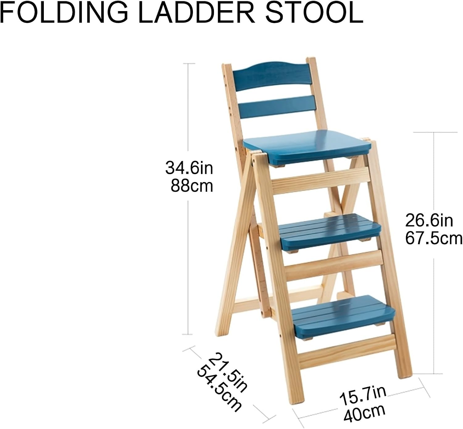 Retro Step Stool Chair For Kitchen 1950S,Folding Bar Stool Multifunctional 3 Step Ladder,Solid Wood Ladder Stool Counter Height Tall Stool,Portable Foldable Stool Step Stool For Adults Kitchen Outdoor