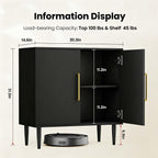 Black Storage Cabinet with Doors, Modern Accent Cabinet, Free Standing Cabinet with Adjustable Shelf, Wooden Buffet Sideboards for Living Room, Kitchen, Dining Room, Entryway
