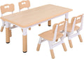 UNICOO Kids Table and Chairs, Height Adjustable Toddler Table and Chair Set with 4 Chairs, Graffiti Desktop, Classroom/Daycare/Home, Children Multi-Activity Table for Ages 2-8