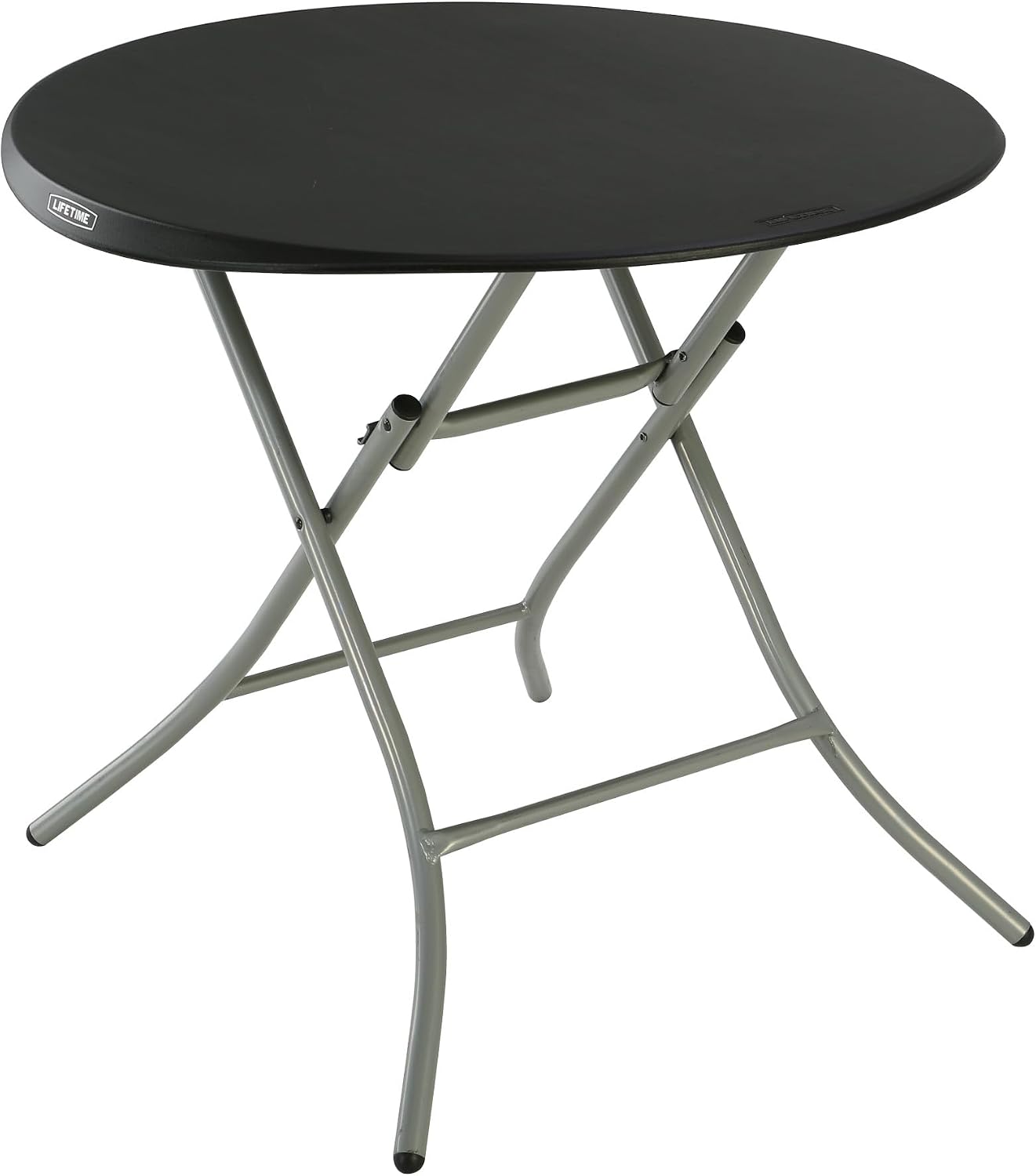 LIFETIME 33-Inch Round Folding Table, Black, Portable Indoor Outdoor Use