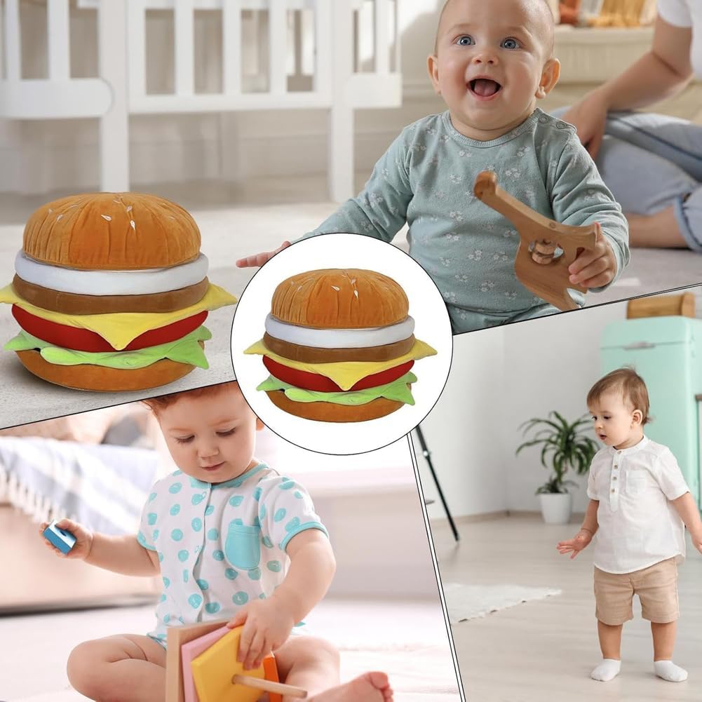 Small Storage Ottoman Hamburger Shaped Seat Cushion for Bedroom Entryway,Upholstered Foot Rest Stool Entrance Shoe Changing Stool,Home Decor