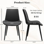 Black Dining Chairs Set of 4, PU Leather Dining Room Chairs, Upholstered Kitchen Chairs with Ergonomic Backrest & Sturdy Metal Legs, Perfect for Dining Room, Living Room, Black