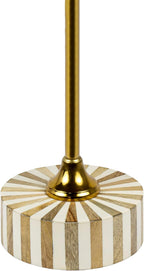 JONATHAN Y Calix 23.5" Round Sunburst Pedestal Drink Table, Light Brown | Modern Art Deco Style, Glossy Gold Metal Candlestick Leg, Ideal For Small Spaces, Living Room Or Bedroom, Spill-Proof Top