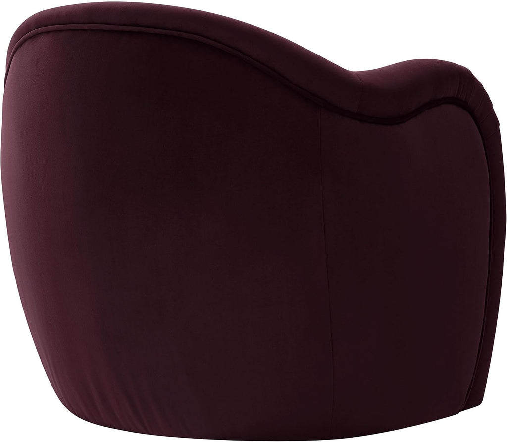 Modway Compose Barrel Chair with Performance Velvet Fabric in Mulberry – Upholstered Accent Armchair with Curved Backrest – Cozy Lounge Chair for Reading – Round Comfy Single Sofa Club Chair