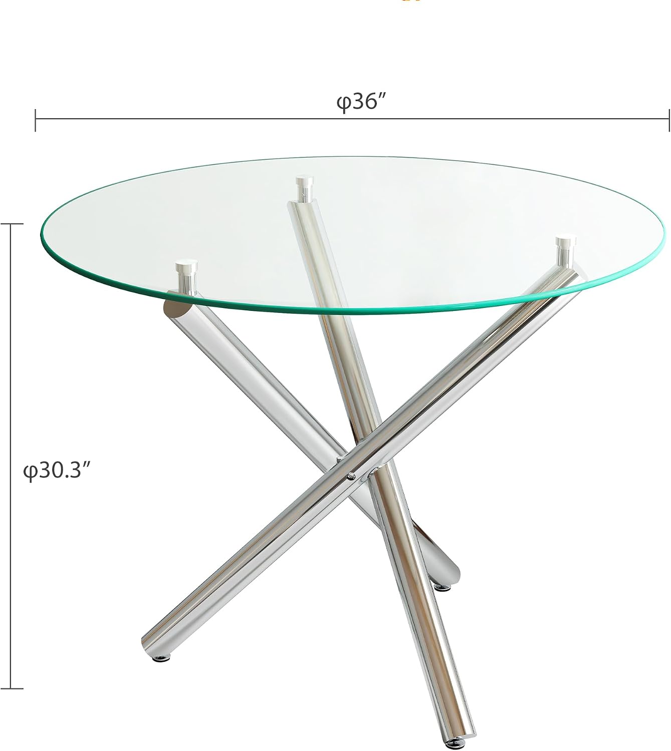 3-Piece Round Glass Dining Table Set for 2, 36" Small Kitchen Table with 2 Velvet Tufted Chairs Modern Silver Glass Dining Room Table Set for Home Kitchen Living Room