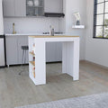 Kitchen Island with 3-Side Shelves Multicolor Engineered Wood | Includes three side shelves for storage and meal prep convenience