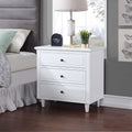 3-Drawer Nightstand for Bedroom, Storage Wood Cabinet, Simple Bedside Table, Living Room Sofa Side Table, Telephone Table, Easy-Pull Metal Glides, No Assembly Required, Long-Lasting, White