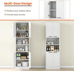Giantex Kitchen Pantry Cabinet, 75” Tall Freestanding Cupboard with Doors & Shelves, Safety Hinges & Anti-Tipping Devices, Storage Sideboard for Dining Room, Living Room (White)