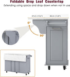 Rolling Kitchen Island Cart with Marble Countertop, Mobile Storage Kitchen Cabinet with Drawers & Cabinets for Small Kitchen Apartment