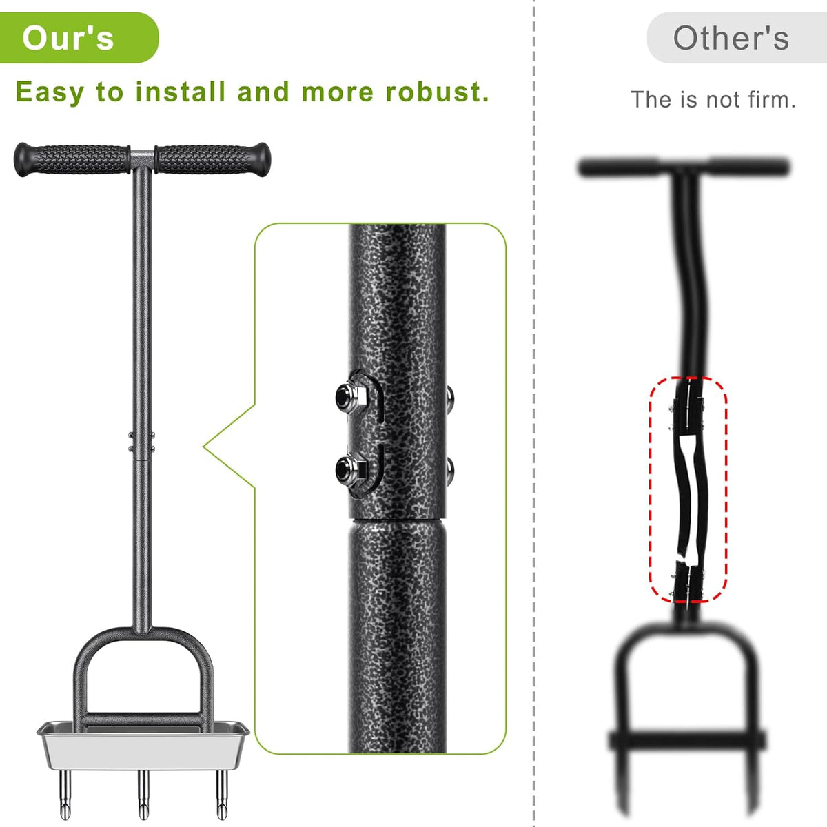 Dolibest Lawn Coring Aerator, Manual Lawn Aerator, 3 Stainless Steel Corer Plug Aerator with Soil Core Storage Tray, Pre-Assembled Manual Grass Aerating Tool & Clean Hand Tool, Improving Lawn Health