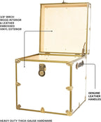 Rhino Classic College Dorm Cube Trunk, Antique Brass Storage Chest, Bench | 1500+ lb Capacity, Home Storage, Office Storage, Dorm Room, Coffee Table