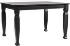 EMMA + OLIVER Milford 47" Solid Wood Dining Table, 3 Inch Offset Paneled Apron, 3" Turned Decorative Legs, Water Resistant Finish, Seating for 4, Black Matte