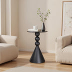Metal Round Martini Table,Vintage Drum Side End Table,Modern Nightstand Accent Pedestal Tables Drink Tables for Small Space Living Room, Bedroom,Black