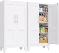 Kitchen Pantry Cabinet, 47.2" H Tall Storage Cabinet with Doors, White Freestanding Kitchen Cabinet for Kitchen, Dining Room & Pantry Organization, Adjustable Shelves, 47.2" Hx23.6 Wx11.8 D