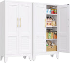 Kitchen Pantry Cabinet, 47.2" H Tall Storage Cabinet with Doors, White Freestanding Kitchen Cabinet for Kitchen, Dining Room & Pantry Organization, Adjustable Shelves, 47.2" Hx23.6 Wx11.8 D