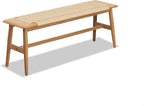 47.24" Natural Oak Wood Dining Bench with Woven Cane Seat Solid Wood Entryway Bench for Dining Room Bedroom Living Room, Natural