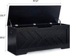 47.2” Storage Bench,Extra Large Wooden Storage Chest with 2 Safety Hinges,entryway Bench,Blanket Storage,Shoe Storage Bench for Entryway,Bedroom,Living Room,Easy Assembly-Black