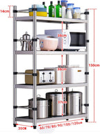 Microwave Shelf, Microwave Stand Baker's Rack with Hooks and Metal Frame 4-Tier Multi-Functional Storage Shelves,120cm
