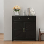 Semiocthome Farmhouse Sideboard Buffet Cabinet with Storage and Adjustable Shelf, Accent Table with Barn Door, Storage Cabinet for Kitchen, Dining Room, Bathroom, Entryway - Black
