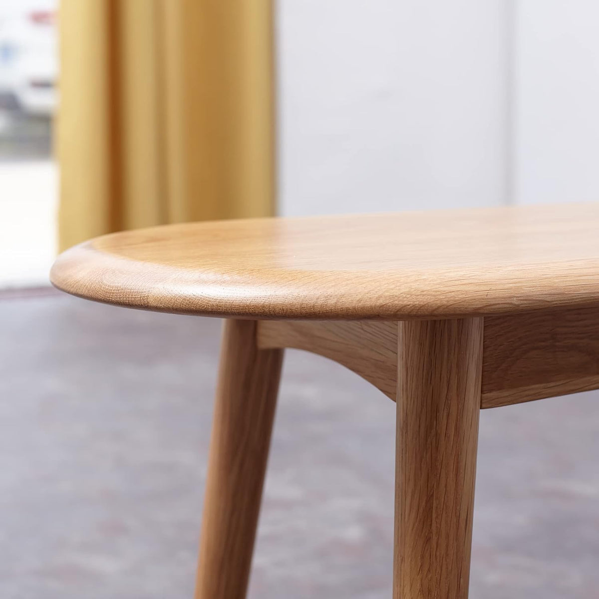 Natural Oak Wood Dining Bench, 39.37 x 11.81 x 16.14 Inches,Oak, Half-Round Design (39.37" Lx11.81 Wx16.14 H)