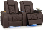 Seatcraft Diamante Home Theater Seating Brown Row of 2 | Italian Leather, Wall Hugger, Zero Gravity, Powered Headrest, Power Recline, Zero Gap, USB charging