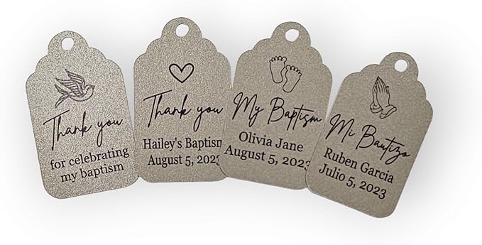 Mi Bautizo Baptism Christening Personalized Thank You Tags 20 pcs - More Colors Available (blue shimmer)